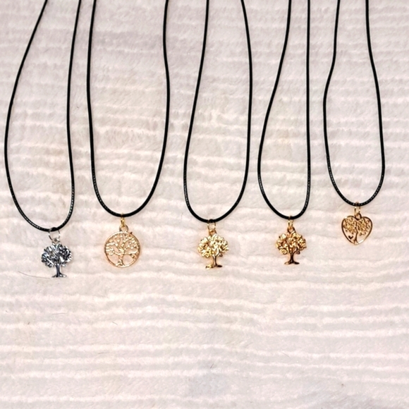 Jewelry - Elegant Gold and Silver Tree Pendant Necklace Set